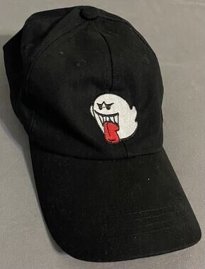 Black Adjustable Baseball Cap Boo Super Mario Ghost Embroidered Hat